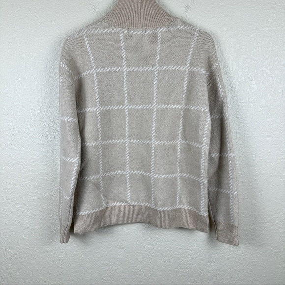 Rachel Zoe Window Pane Mock Neck Long Sleeve  Wool Blend Sweater Size Small - Picture 8 of 12